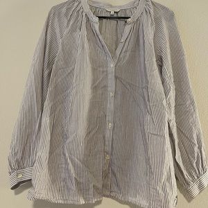 Lucky Brand Button Gray & White Tunic Blouse